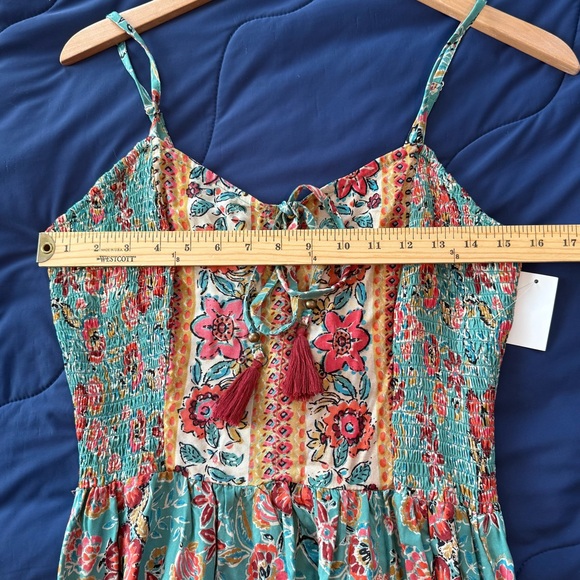 Angie Floral Maxi Dress in Teal and Red, Size L - Picture 6 of 8